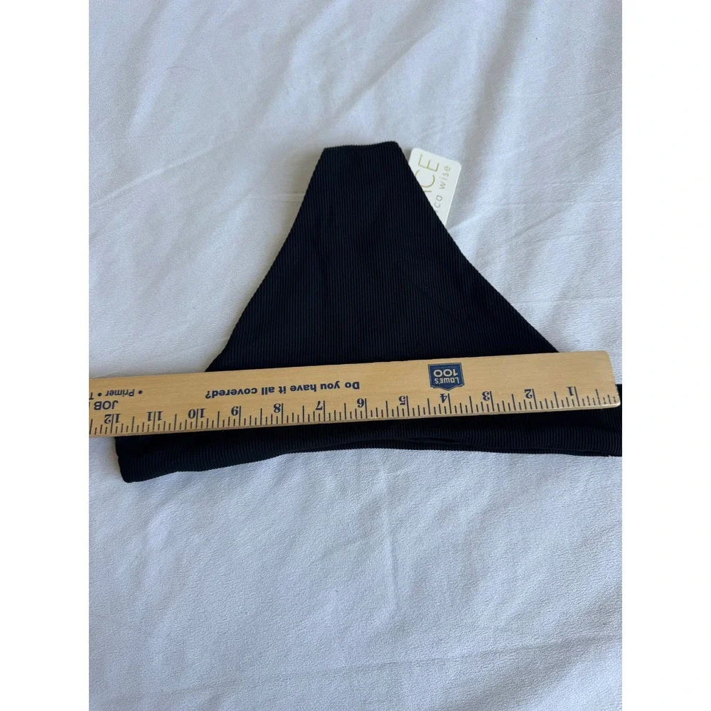 L Space Veronica Black Ribbed Bikini Bottom RHVEC18 Women Medium NEW Swim Beach